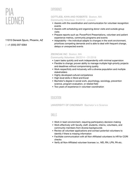 Community Volunteer Resume Samples | Velvet Jobs