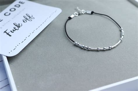 Fuck Off Morse Code Bracelet Silk Cord Sterling Silver Beads Etsy UK