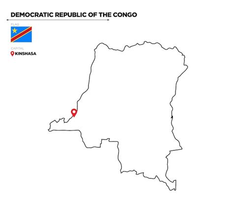 Mapa Da República Democrática Do Congo Com Bandeira Nacional De Capital