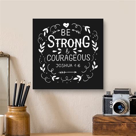 Hand Lettering With Bible Verse Be Strong And Courageous Canvas Print