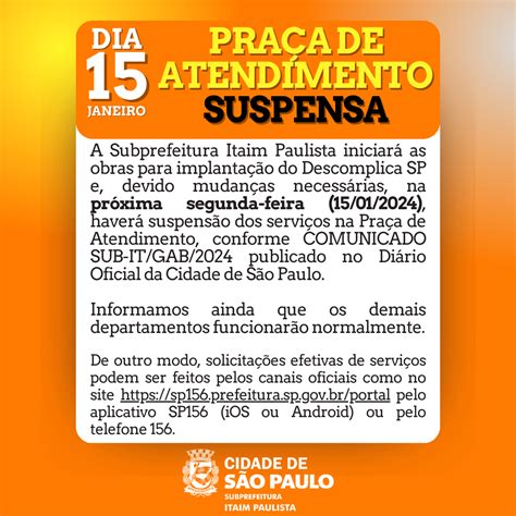 Subprefeitura Itaim Paulista suspende atendimento presencial ao público