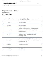 Engineering Mechanics Flashcards Quizlet Pdf Am