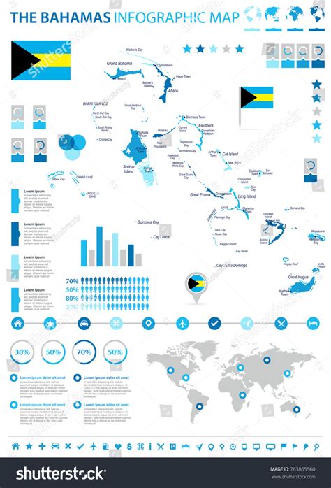 The Bahamas Infographic Map And Flag High Royalty Free Stock Vector