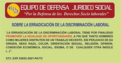 Equipo De Defensa Juridico Social Discriminaci N Laboral