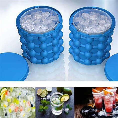 Ice Cube Maker Silicone Ice Bucket With Lid Funiyou