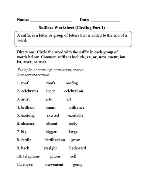 Suffix Practice Worksheet