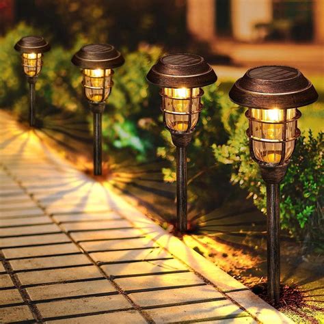 Cubilan Solar Outdoor Lights, Bright Solar Pathway Lights Outdoor Waterproof, Bronze (8-Pack ...