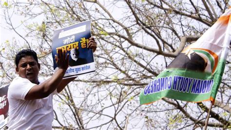 Indian Youth Congress Workers Take Part In A Protest Against The Fresh