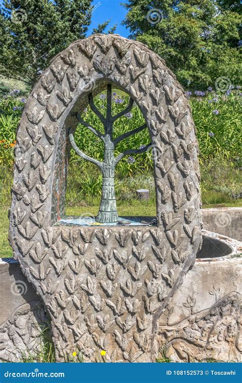 Stone Tree Of Life Outdoor In Garden Stock Image Image Of Summer