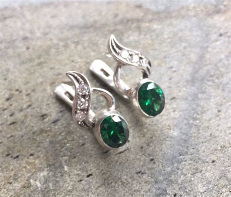 Emerald Earrings Created Emerald Antique Earrings Vintage - Etsy