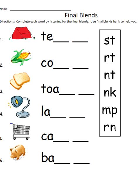 Letter Blends Worksheets