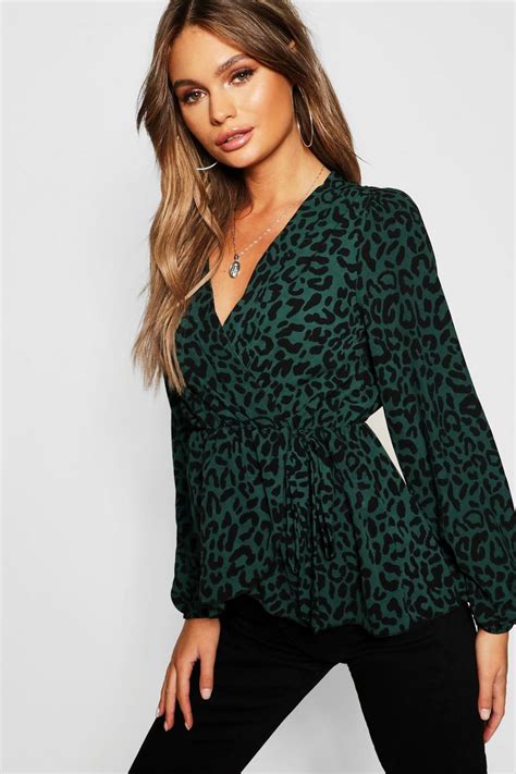 Leopard Print Wrap Top Boohoo