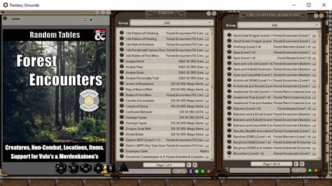 Forest Encounters - Random Encounter Tables (Fantasy Grounds) - Dungeon ...