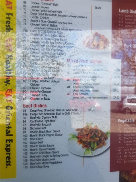 Menu at Oriental Express fast food, Oxford