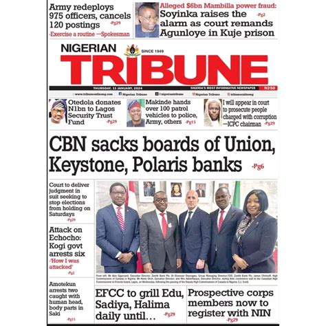 Nigerian Newspapers Daily Front Pages Review Thursday 11th January