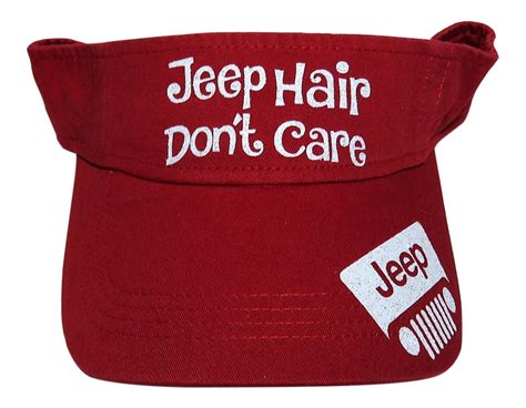 New White Glitter Jeep Hair Don T Care On Red Cotton Visor Order Now At Shopspiritcaps