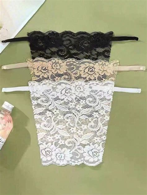 Pcs Set Black White Nude Lace Detachable Bra Bandeau With Removable Straps For Anti Slip