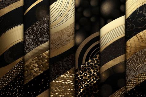 Premium AI Image | a set of patterns with gold and black stripes.