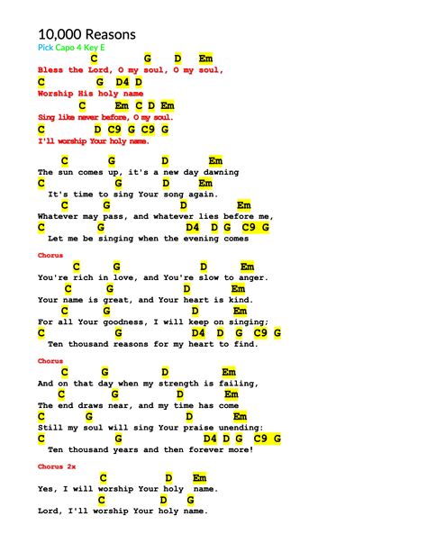 10000 Reasons Lyrics Pdf 3
