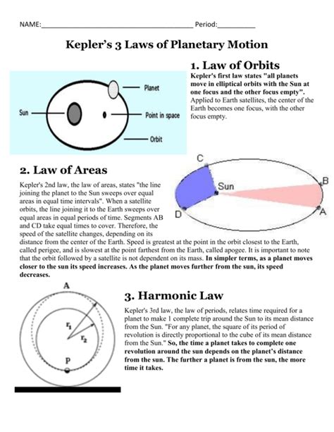 Kepler S Law Worksheets Answers