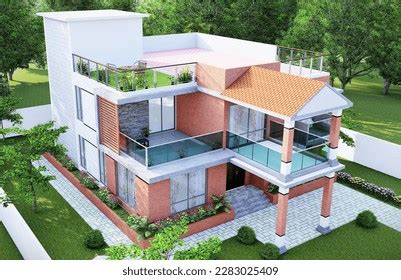 Modern Duplex House Design View Stock Illustration 2283025409 ...