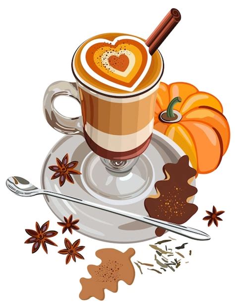 Latte De Especias De Calabaza Composici N Vectorial Aislada Con Una