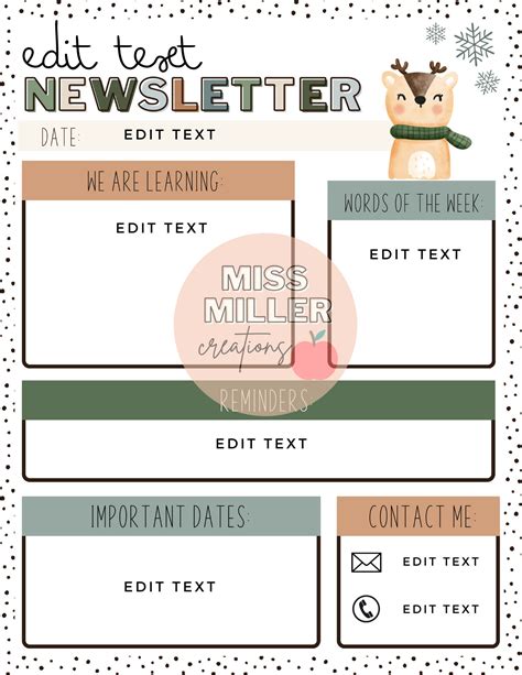 Winter Newsletter Template Editable Etsy