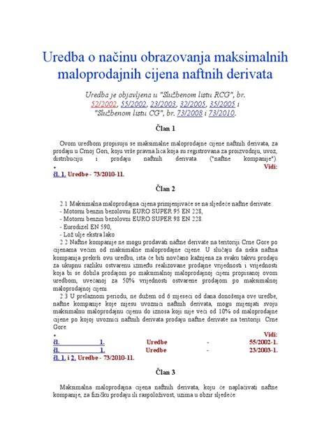 PDF Uredba o Načinu Obrazovanja Maksimalnih Maloprodajnih Cijena