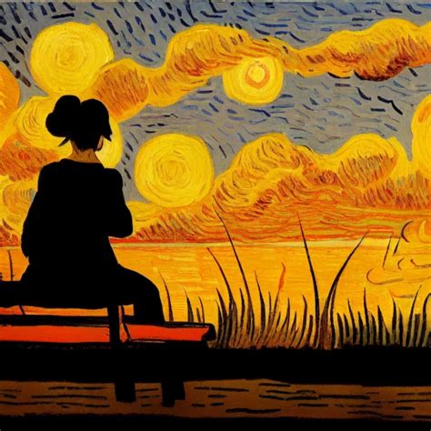 Sunset Girl Sitting On A Bench Silhouette Style Midjourney Openart