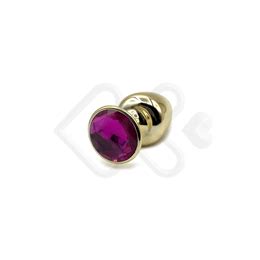 Plug Anal M Em Metal Hard Dourado Pedra Pink Exclusiva