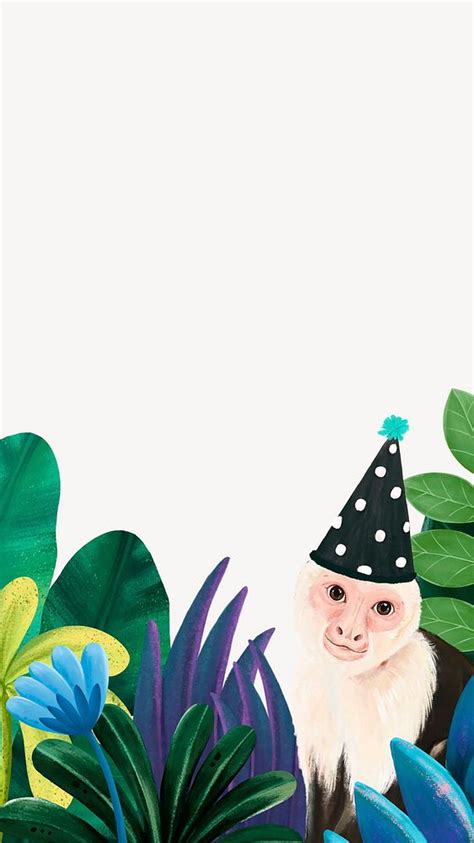 Cute monkey mobile wallpaper, tropical | Premium Photo Illustration ...