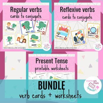 Spanish Flash Cards For Regular And Reflexive Verbs And Worksheets