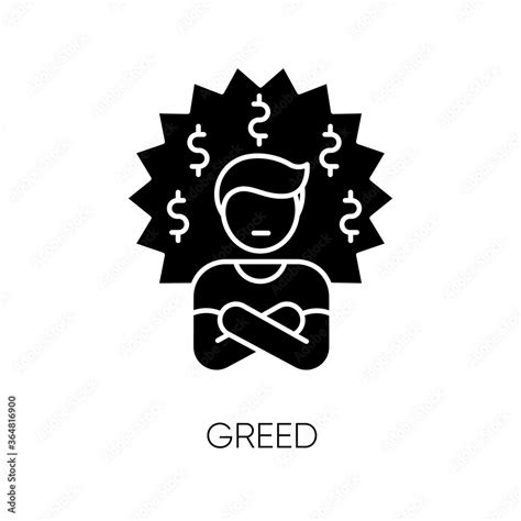 Greed Black Glyph Icon Bad Personal Trait Negative Quality