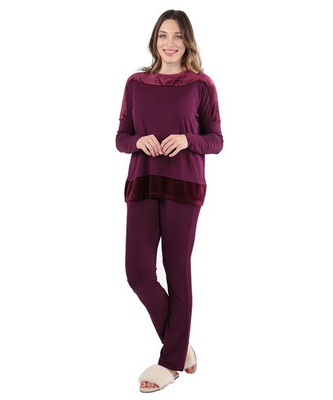 Velour Luxe Frosted Trim Pajama Set