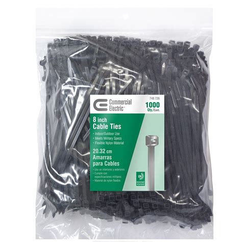 Commercial Electric 8 In UV Cable Tie Black 1000 Pack GT 200STB