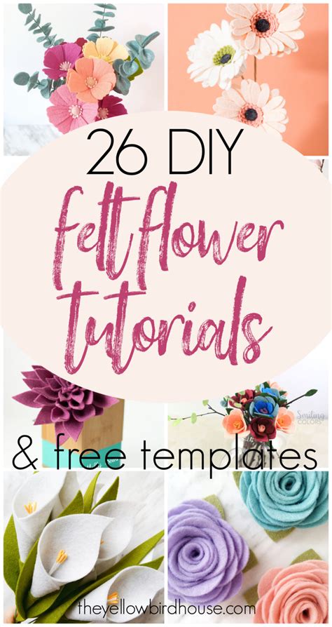 26 DIY Felt Flower Tutorials & Free Templates - The Yellow Birdhouse