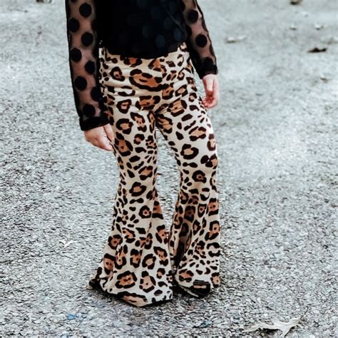 Bell Bottoms Girls Leopard Print Flare Leggings Boho Girl Etsy Uk