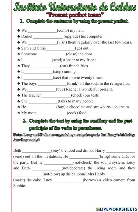 Present Perfect Tense Interactive Activity For Pre Intermediate Live Worksheets