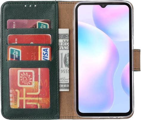 LuxeBass Hoesje Geschikt Voor Xiaomi Redmi 9A Bookcase Groen