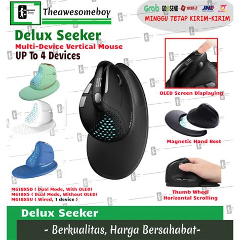 Jual Delux Seeker M618XSD Wireless Vertical Mouse With OLED Screen 4 ...