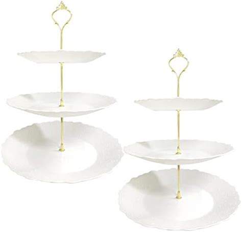 Pack Tier Cake Display Stands Afternoon Tea Stands White Plastic