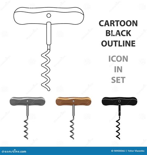 Corkscrew Icon In Cartoon Style Isolated On White Background Stock