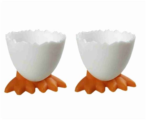 2x Cute Chicken Feet Boiled Egg Holders Cups Eggzellent