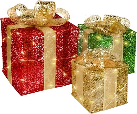 Set Of Lighted Gift Boxes Christmas Decorations Pre Lit Light Up