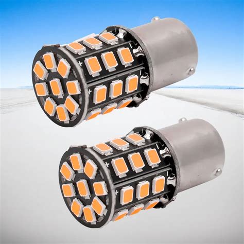 2pcs BAU15S 7507 PY21W 1156PY High Power Amber Yellow 33 SMD 2835 LED