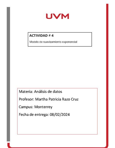 A4 Analiss De Datos Ejercicio Obligatorio Actividad 4 Materia