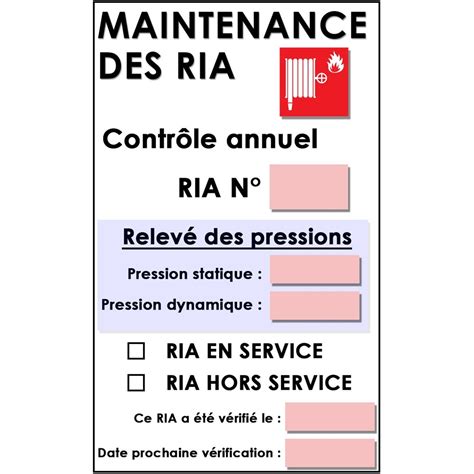 Lot De Etiquettes De Maintenance Pour Ria Taille X Mm