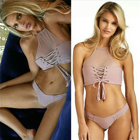 Swim Mesh Nude Blush Pink Lace Up Ruched Bikini Set Poshmark