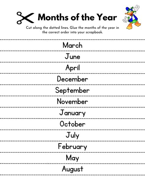 Months Of The Year Worksheet Etsy