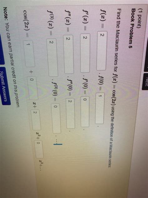 Solved Next Point Book Problem Find The Mac Laurin Chegg